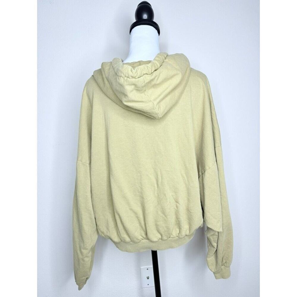 YOUNG FABULOUS BROKE Hoodie Pullover Cropped Womens M/L Green Snap Sleeve - Picture 2 of 7